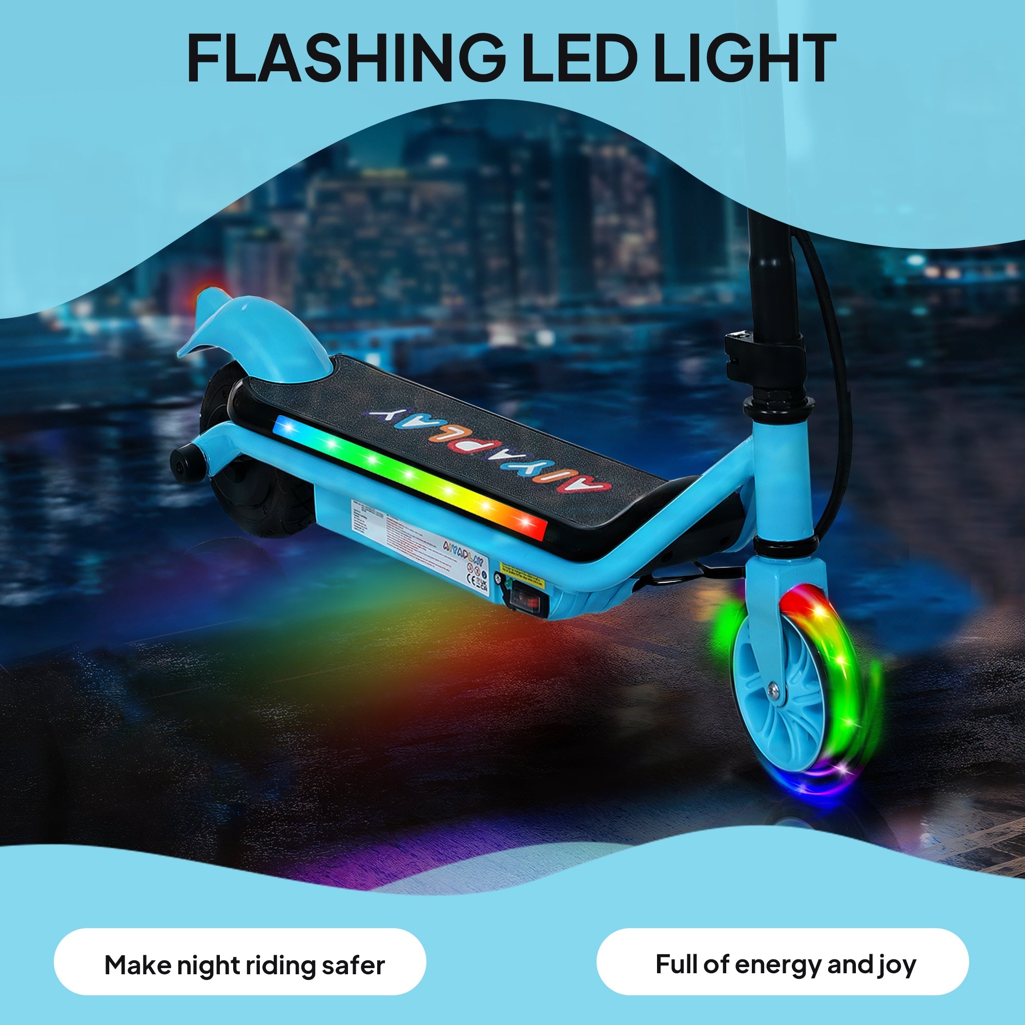 Electric Scooter for Kids Ages 6-14, with Dual Brakes, Flash Wheel and Colourful Light, Kids Electric Scooter E Scooter, Up to 12 KM/H & 10 KM, Blue-3