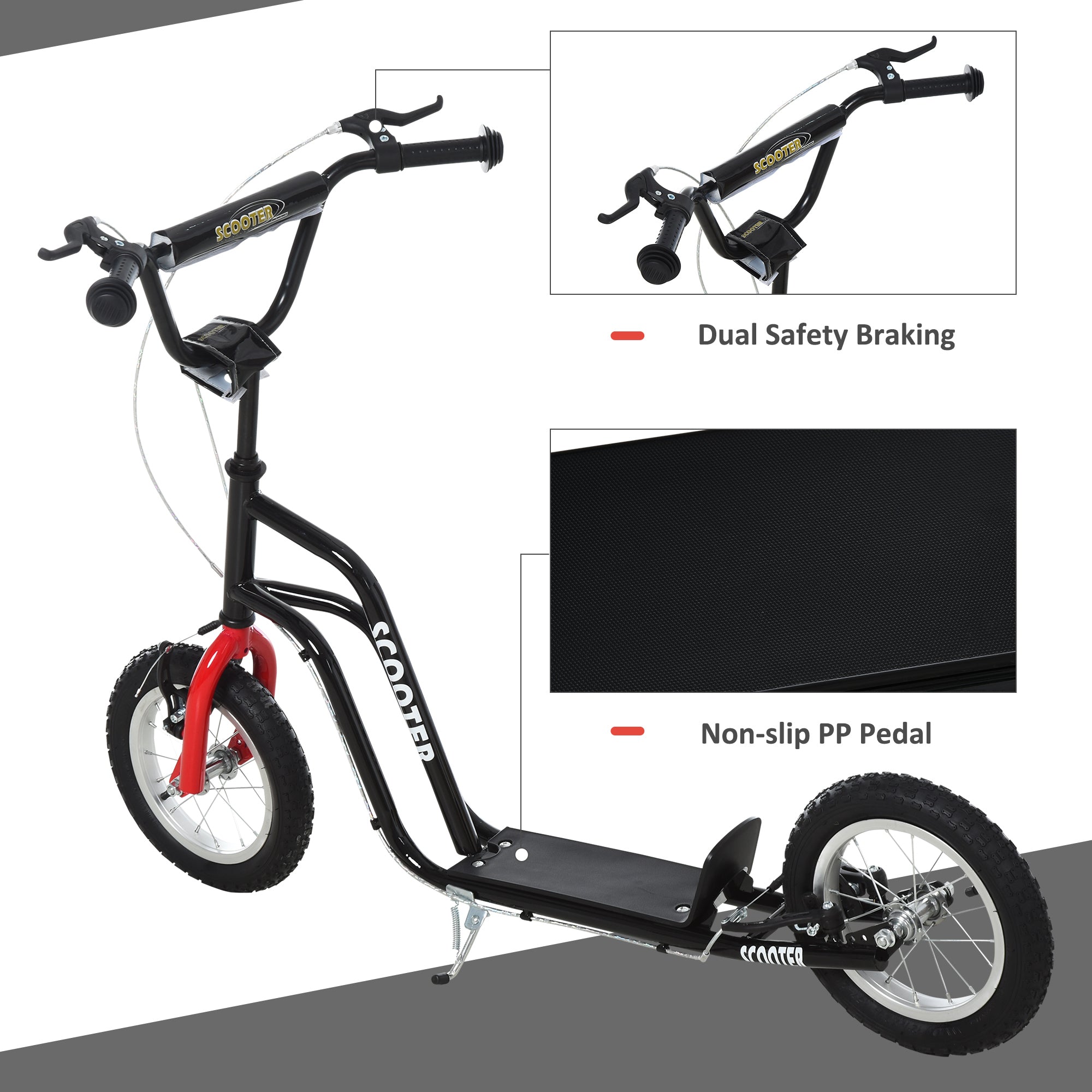 Kids Steel Height Adjustable Kick Scooter Black/Red-3