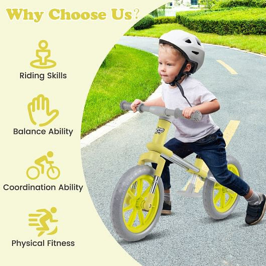 12 Inch Balance Bike with Adjustable Seat and Rotatable Handlebar-Green-3