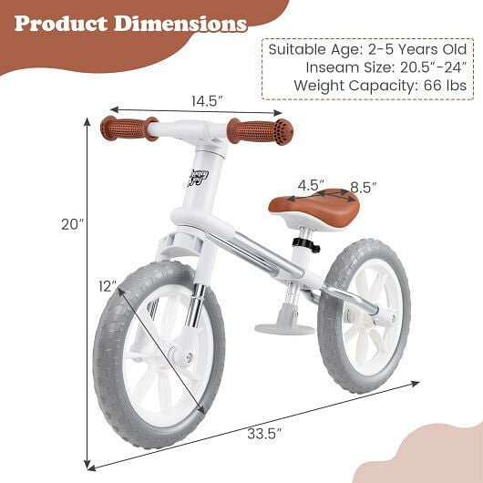 12 Inch Balance Bike with Adjustable Seat and Rotatable Handlebar-Green-7