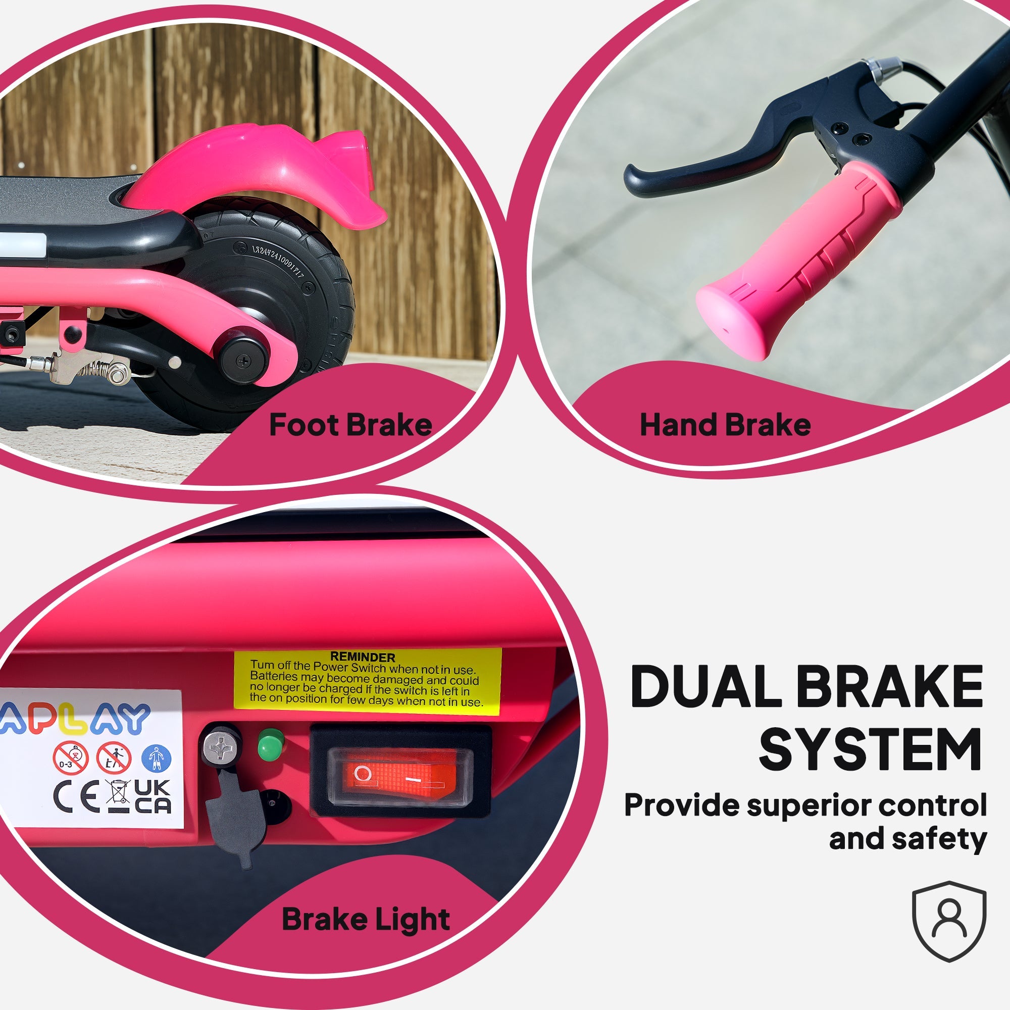 Electric Scooter for Kids Ages 6-14, with Dual Brakes, Flash Wheel and Colourful Light, Kids Electric Scooter E Scooter, Up to 12 KM/H & 10 KM, Pink-4
