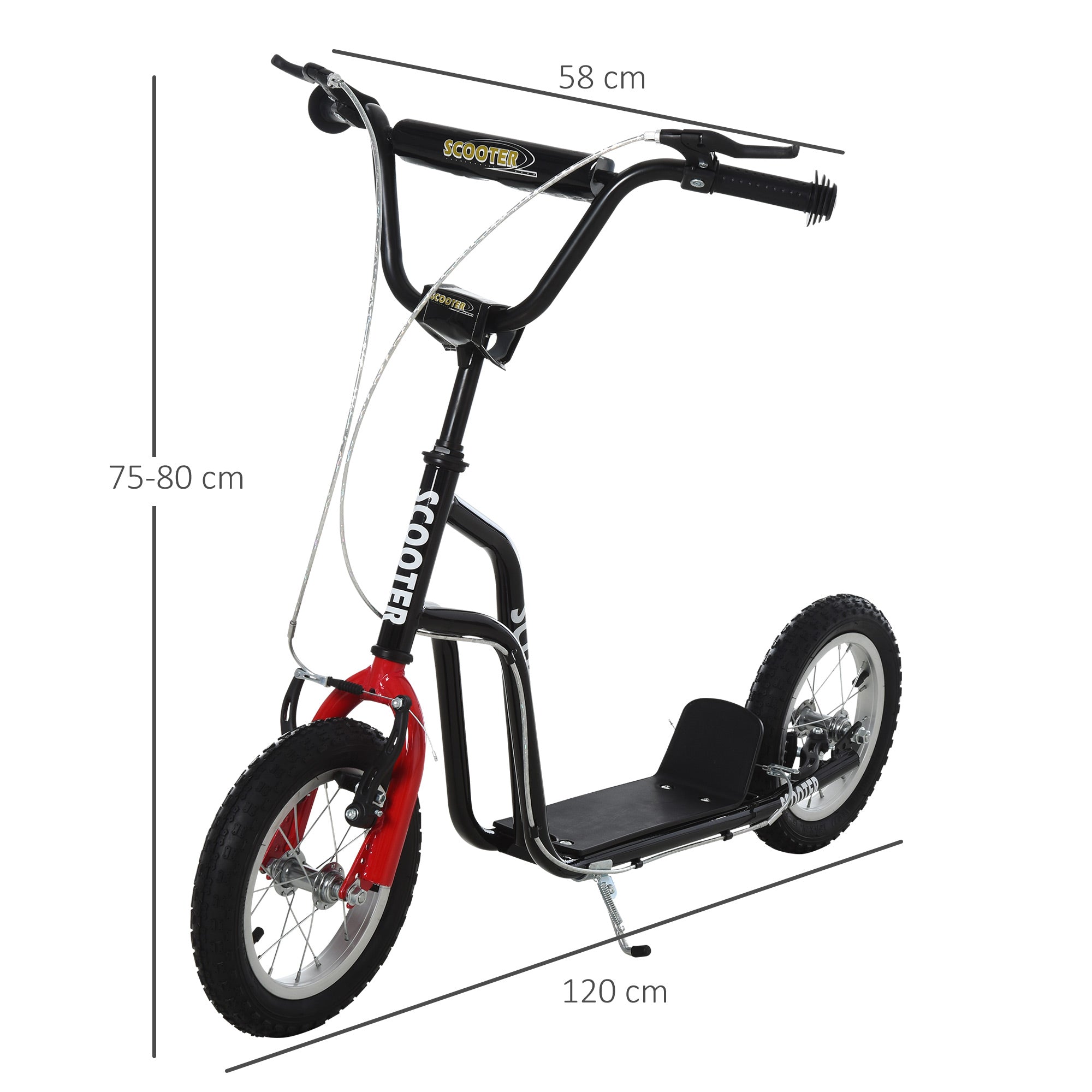 Kids Steel Height Adjustable Kick Scooter Black/Red-2