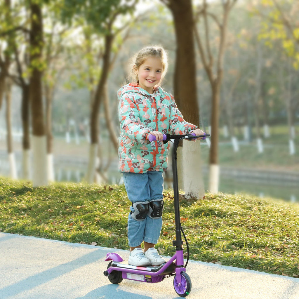 Electric Scooter for Kids Ages 6-14, with Dual Brakes, Flash Wheel and Colourful Light, Kids Electric Scooter E Scooter, Up to 12 KM/H & 10 KM, Purple-1