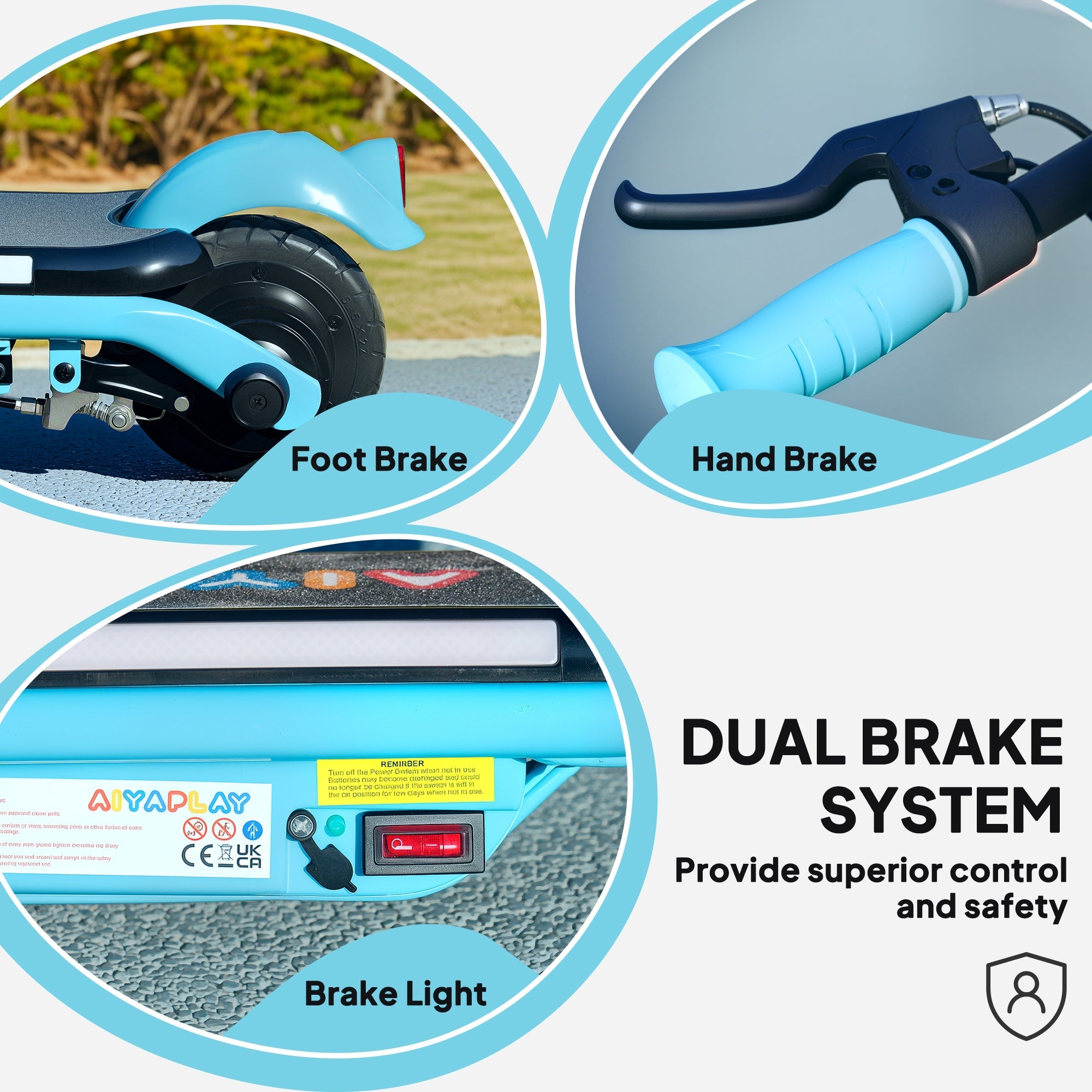Electric Scooter for Kids Ages 6-14, with Dual Brakes, Flash Wheel and Colourful Light, Kids Electric Scooter E Scooter, Up to 12 KM/H & 10 KM, Blue-4