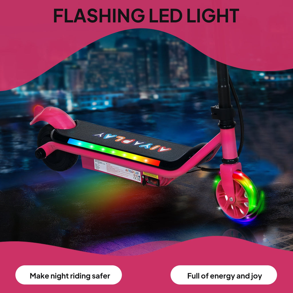Electric Scooter for Kids Ages 6-14, with Dual Brakes, Flash Wheel and Colourful Light, Kids Electric Scooter E Scooter, Up to 12 KM/H & 10 KM, Pink-3