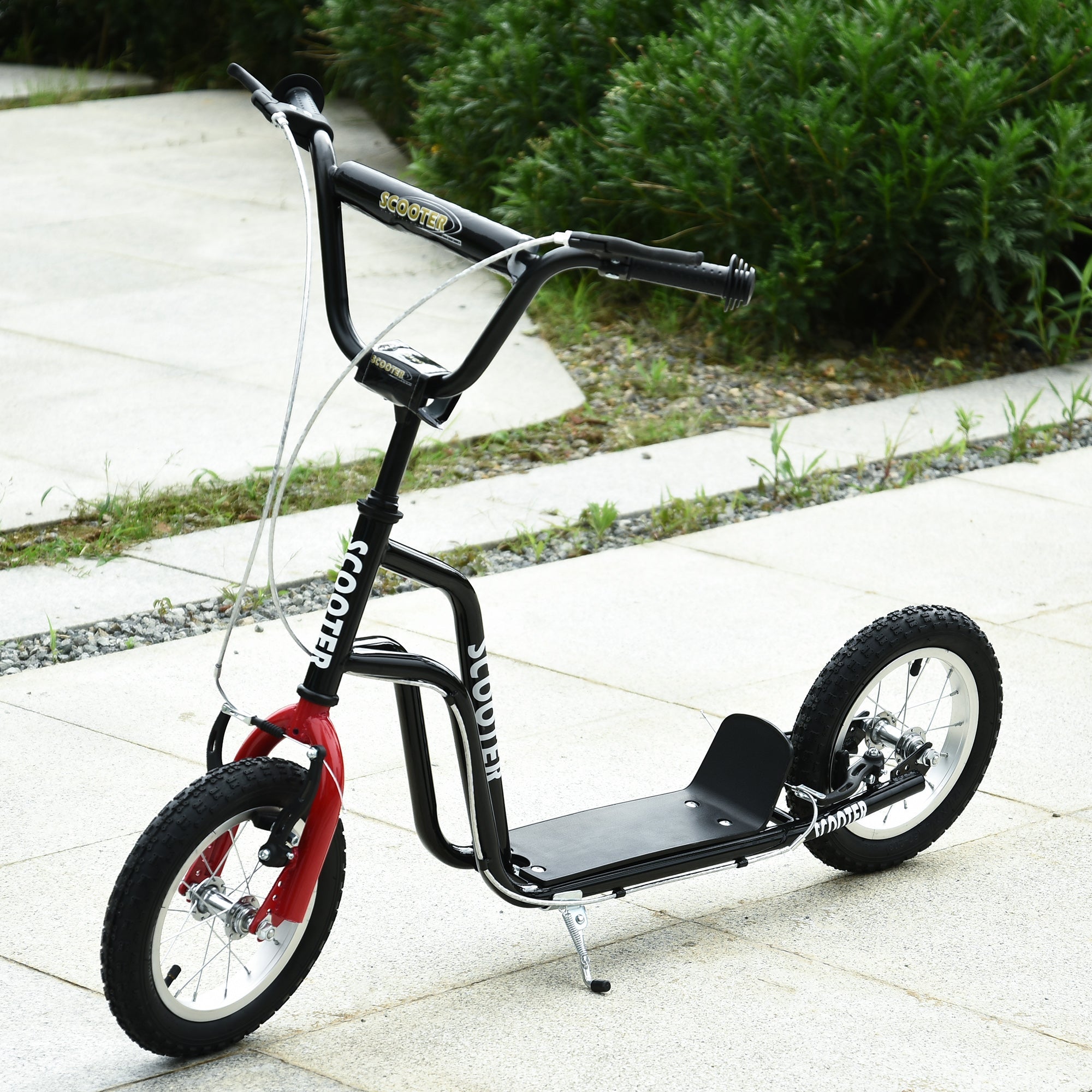 Kids Steel Height Adjustable Kick Scooter Black/Red-1