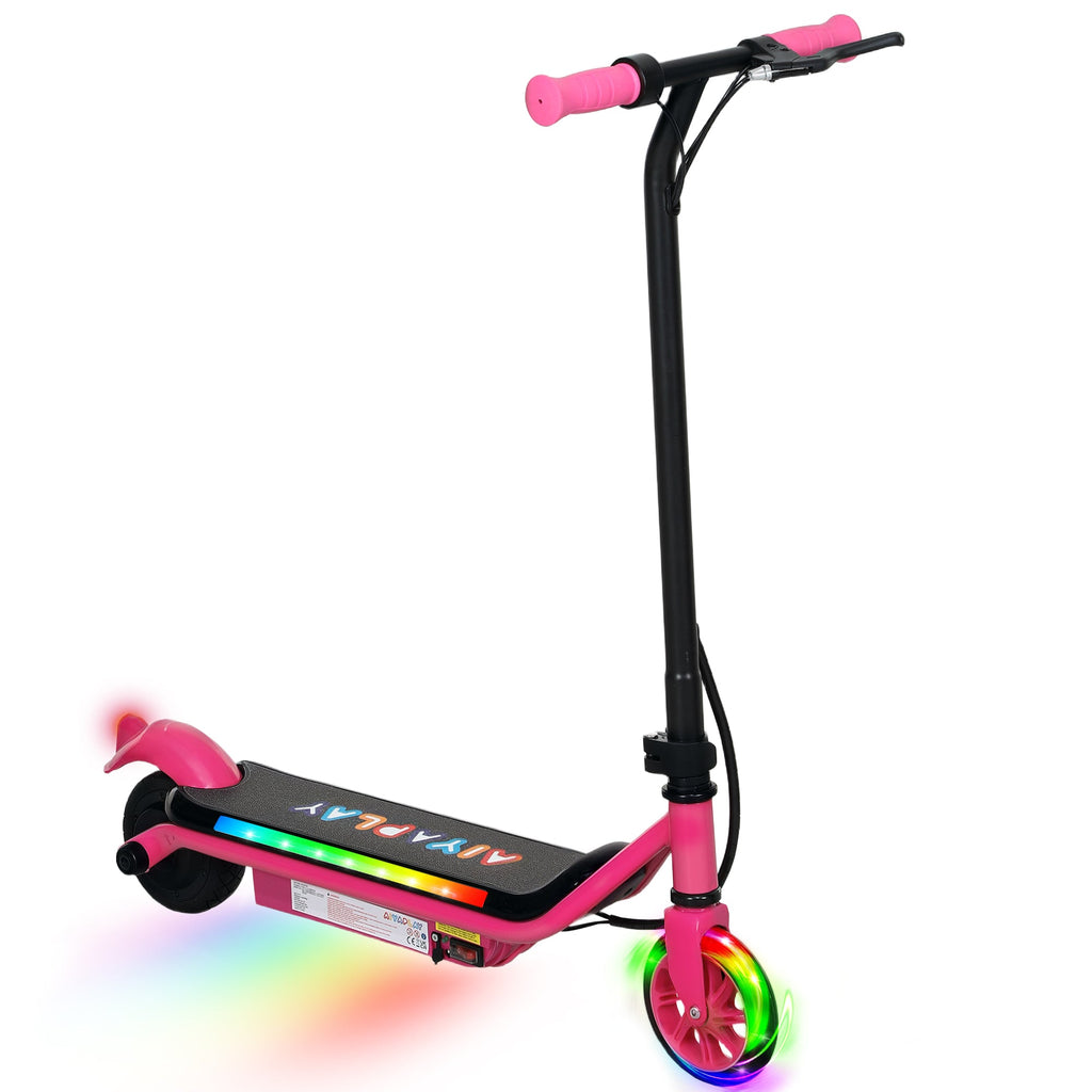 Electric Scooter for Kids Ages 6-14, with Dual Brakes, Flash Wheel and Colourful Light, Kids Electric Scooter E Scooter, Up to 12 KM/H & 10 KM, Pink-0