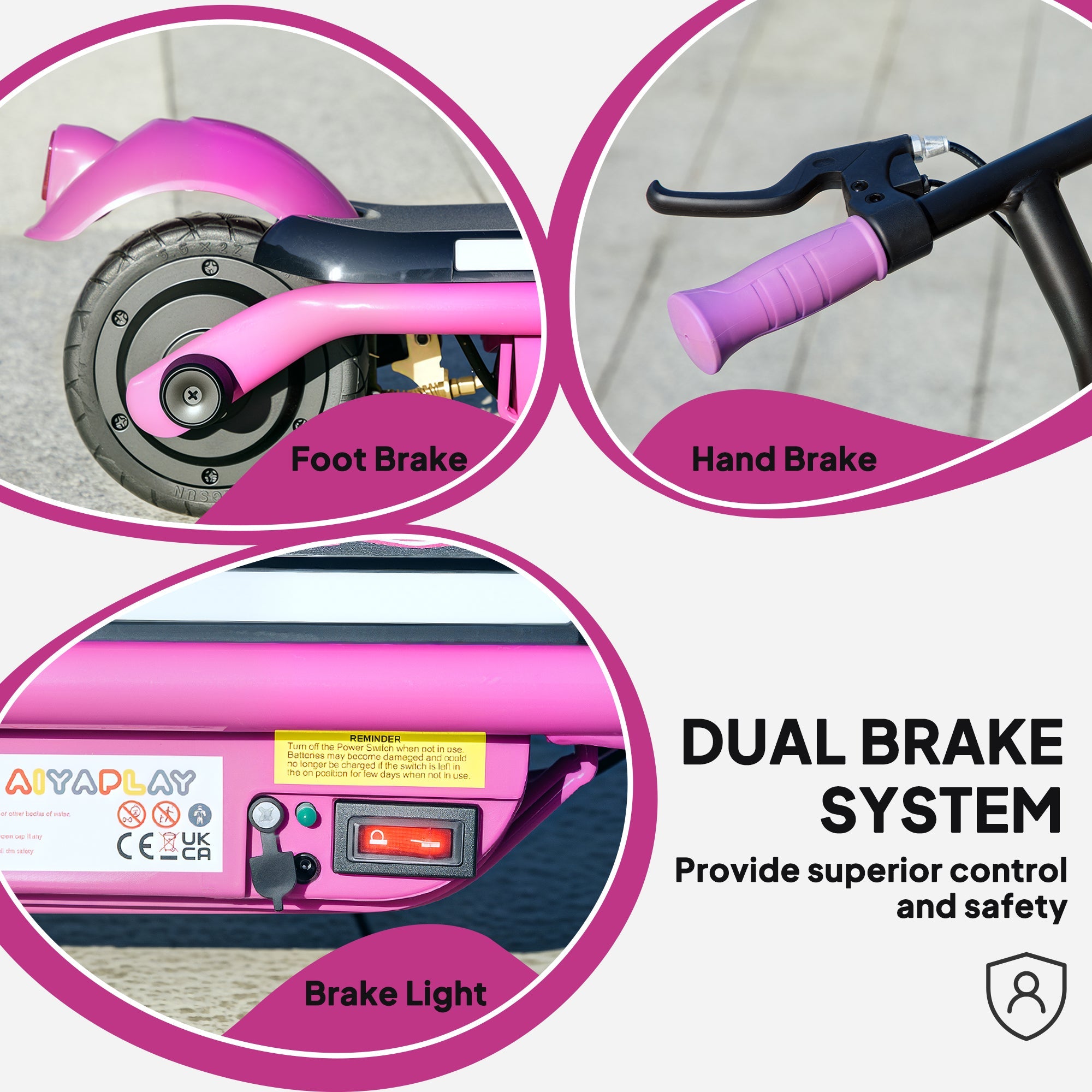 Electric Scooter for Kids Ages 6-14, with Dual Brakes, Flash Wheel and Colourful Light, Kids Electric Scooter E Scooter, Up to 12 KM/H & 10 KM, Purple-4