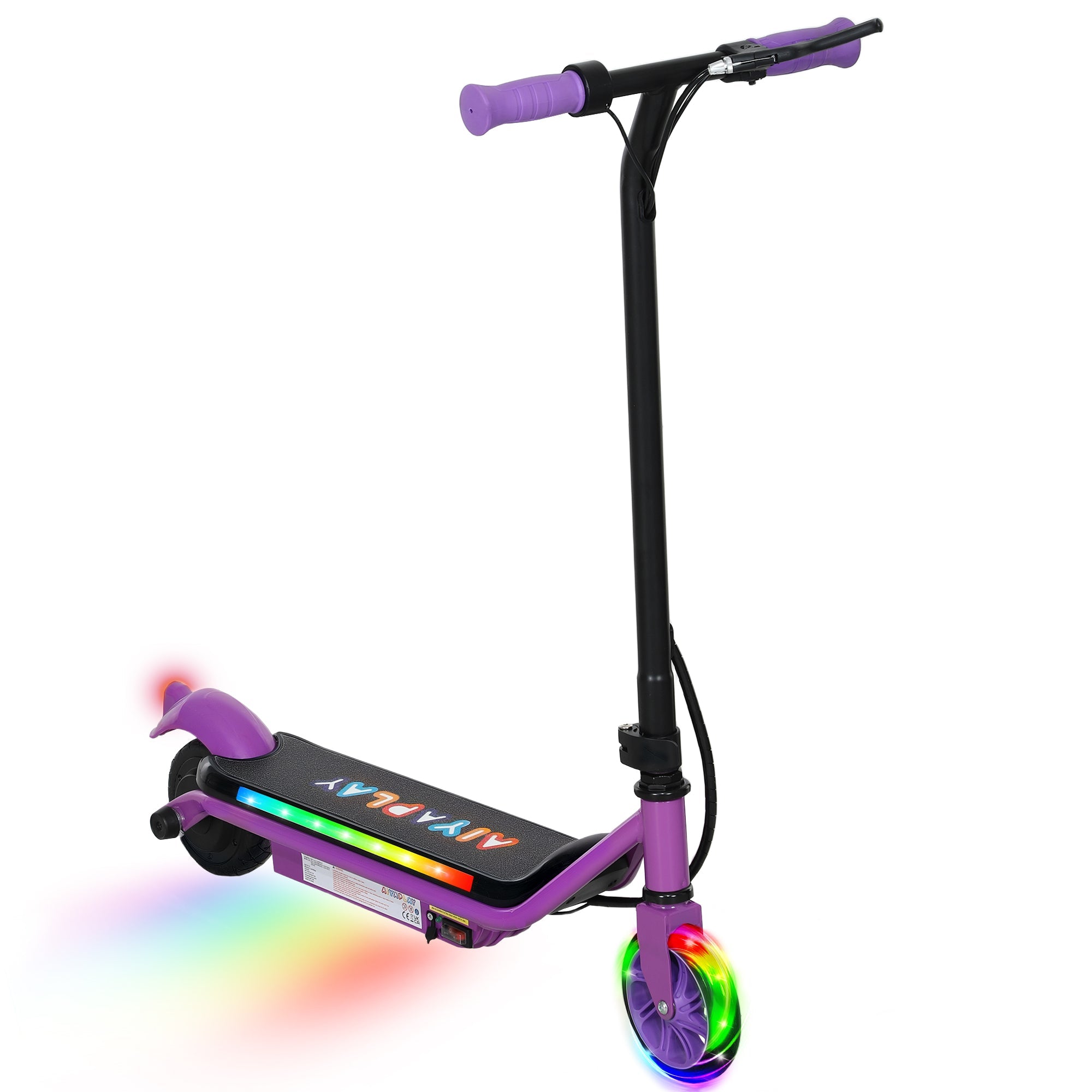 Electric Scooter for Kids Ages 6-14, with Dual Brakes, Flash Wheel and Colourful Light, Kids Electric Scooter E Scooter, Up to 12 KM/H & 10 KM, Purple-0