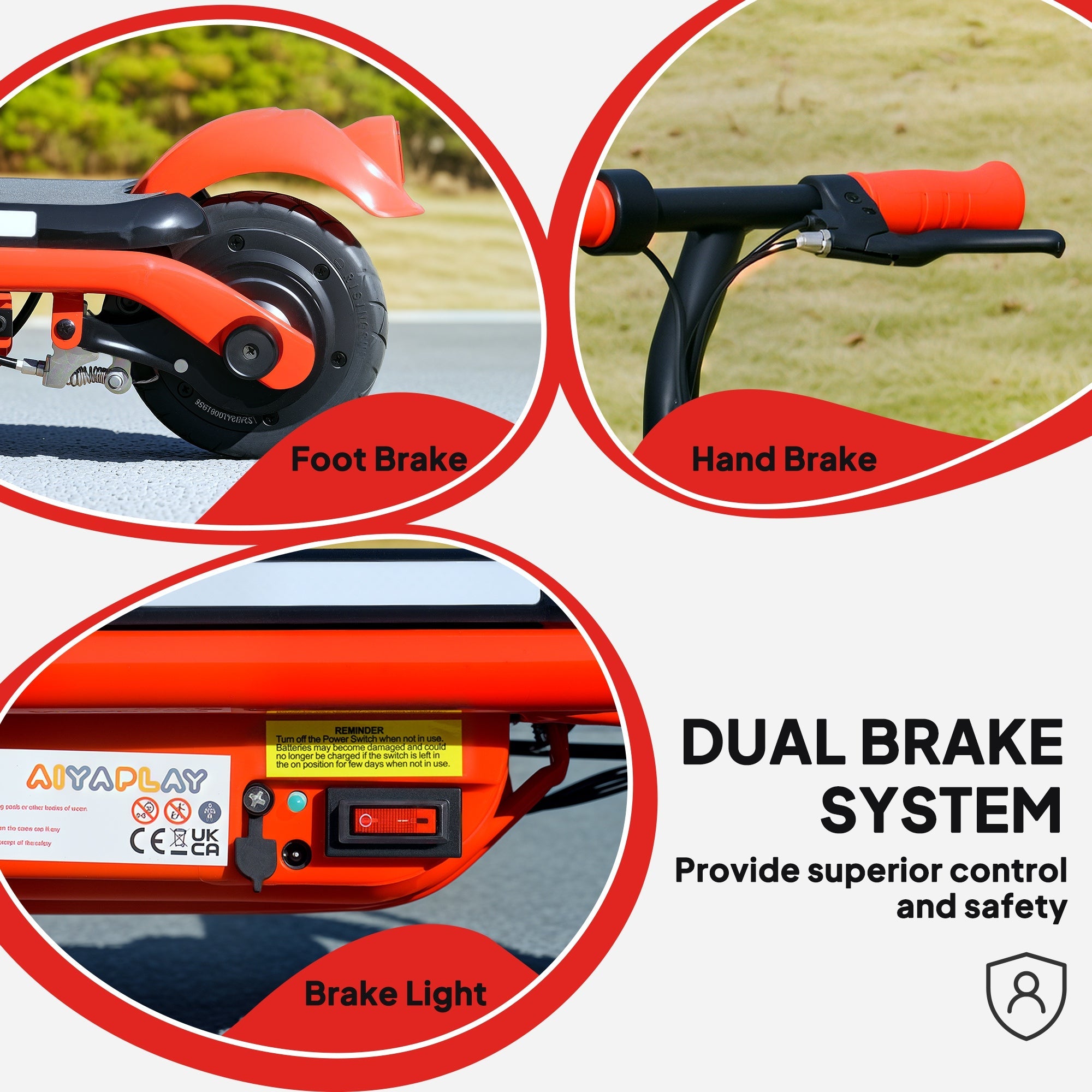 Electric Scooter for Kids Ages 6-14, with Dual Brakes, Flash Wheel and Colourful Light, Kids Electric Scooter E Scooter, Up to 12 KM/H & 10 KM, Red-4